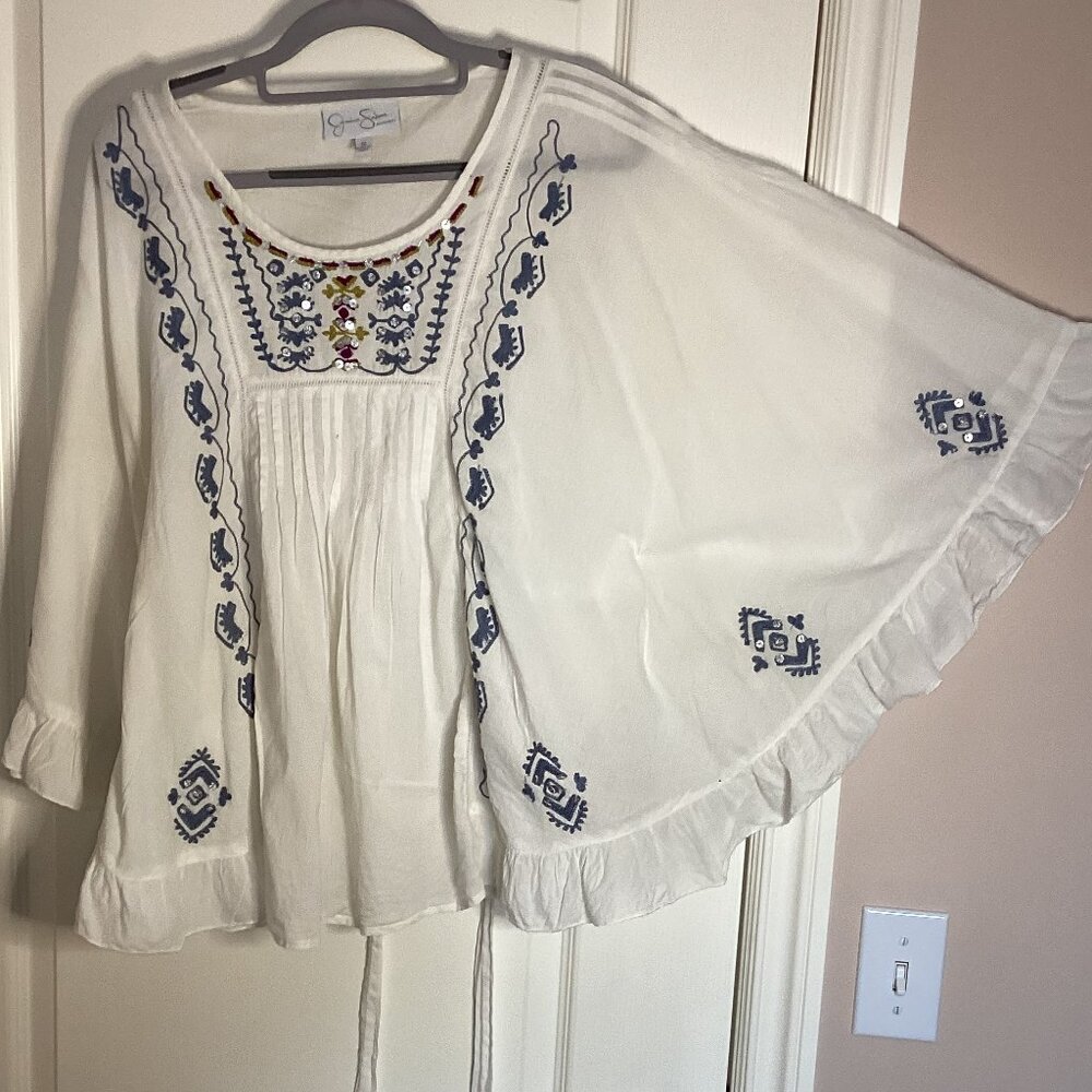 Jessica Simpson Maternity Women's Top Blouse Size M Embroidered Loose Fit
